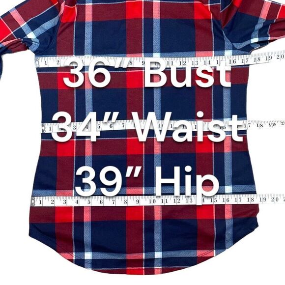 Polly & Ester Red Plaid Flannel Fitted Shirt Sz M - Picture 8 of 11